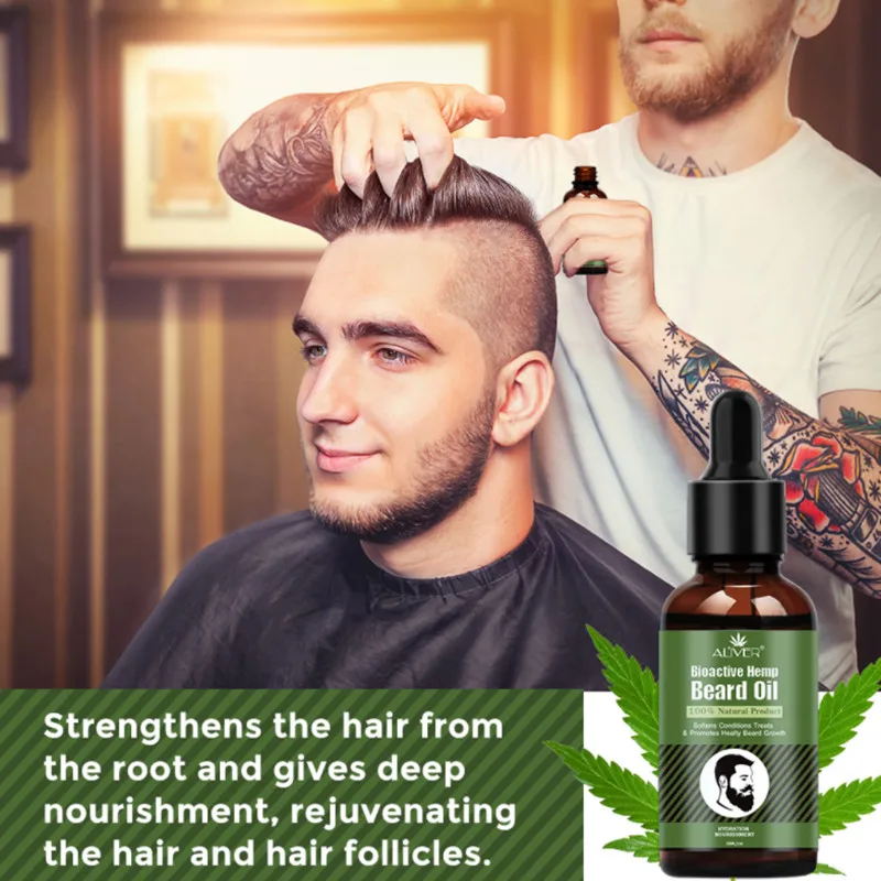 

30ml Beard Growth Oil Natural Hemp Beard Essential Oil Beard Wax Balm for Men Beard Hair Grooming Anti-lossing Hair Serum