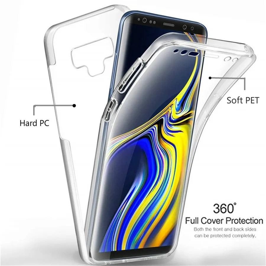 Блестящий 360 3 в 1 передний + задний ТПУ PC чехол для телефона samsung Galaxy A6 A8 Plus A7 2018 Note 10