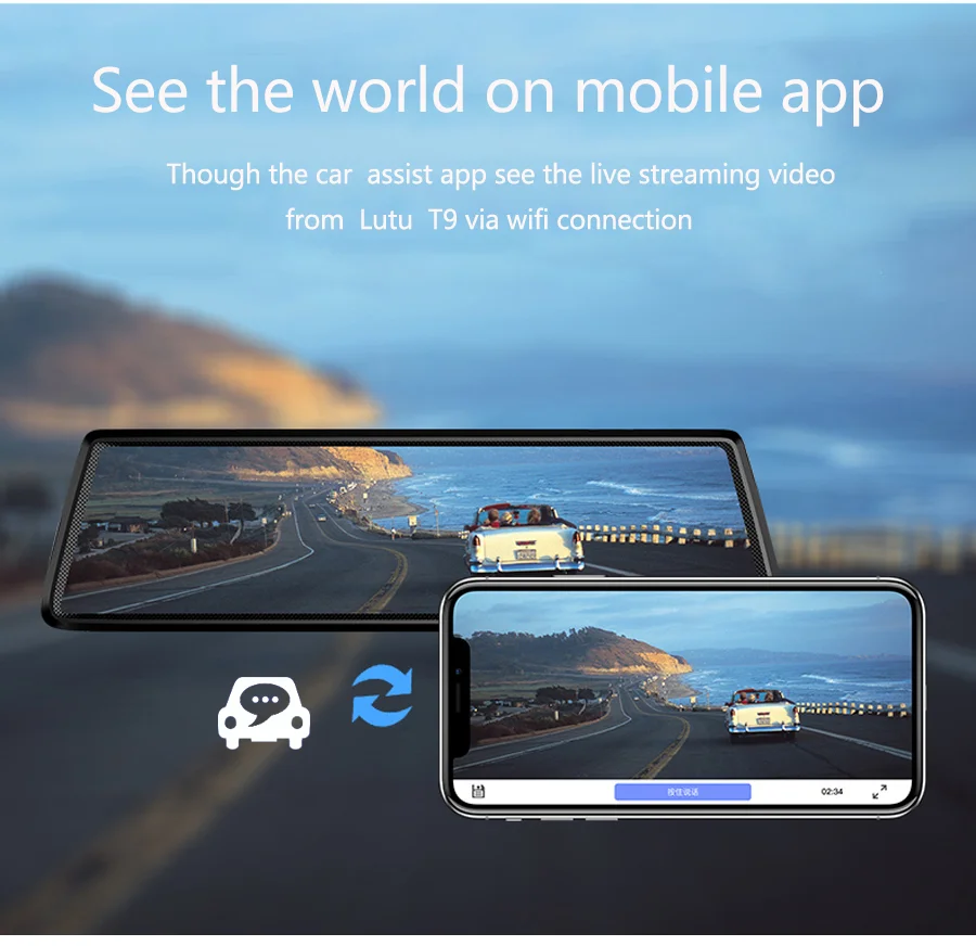 

2018 new product 10 Inch touch screen 1080p HD touch dual lens driving recorder with navigation rear view mirror 4g