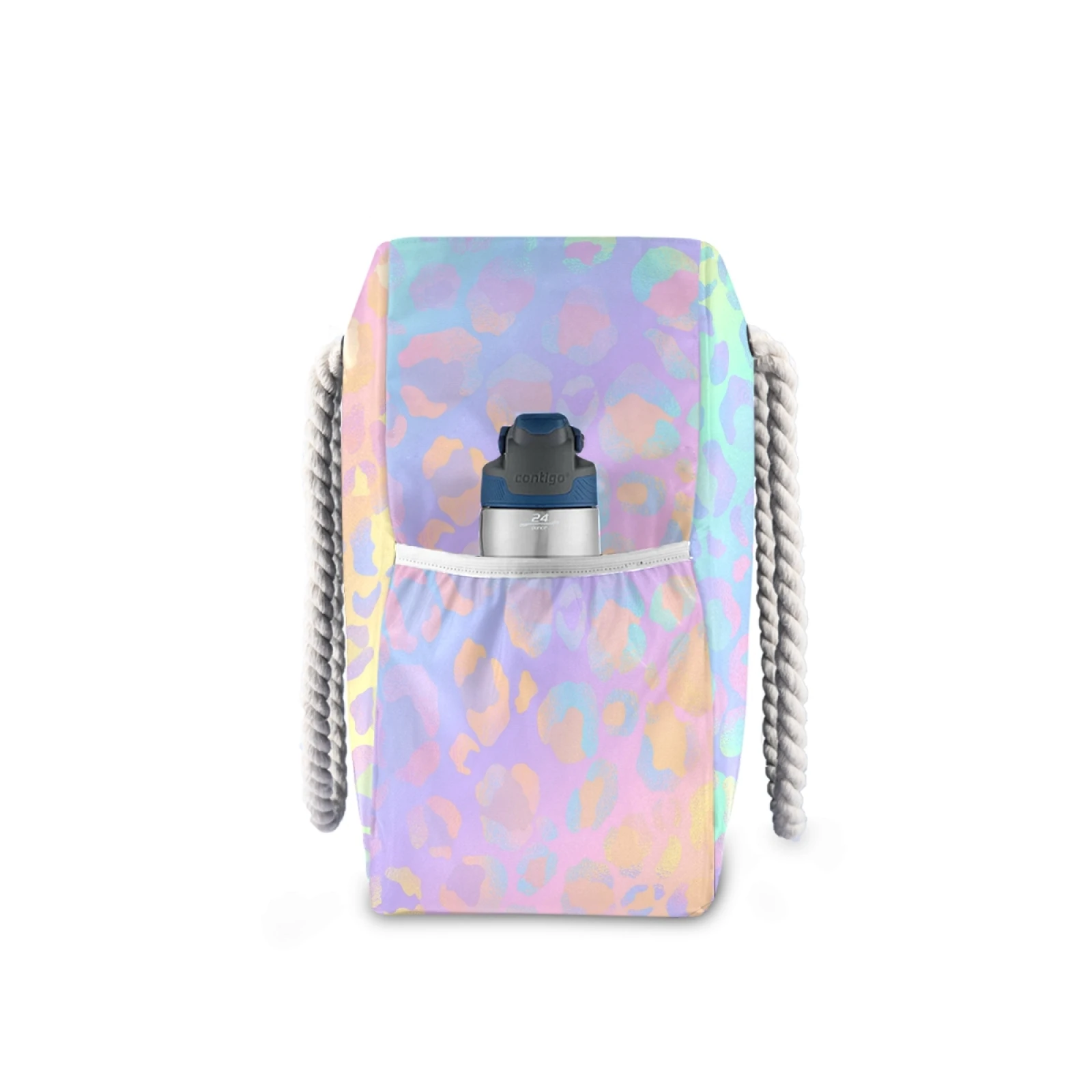 Женская нейлоновая сумка для покупок с радужным леопардовым принтом розово