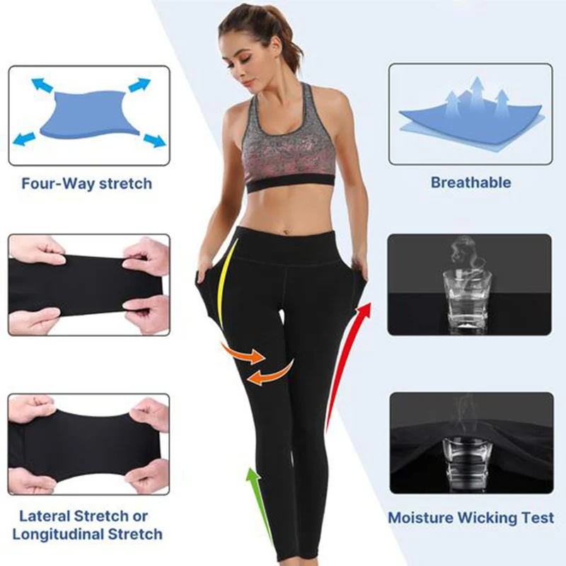 

Newly Yoga Leggings Pants with Pocket Comfy High Waist Solid Color High Stretchy Women Sports Pants FIF66
