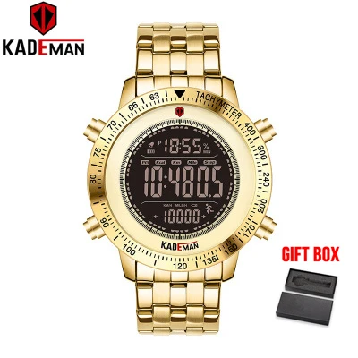 gold KADEMAN, мужские часы, полностью стальные спортивные цифровые часы, роскошная мода, светодиодный дисплей, наручные часы, мужские часы, мужские часы - Цвет: gold