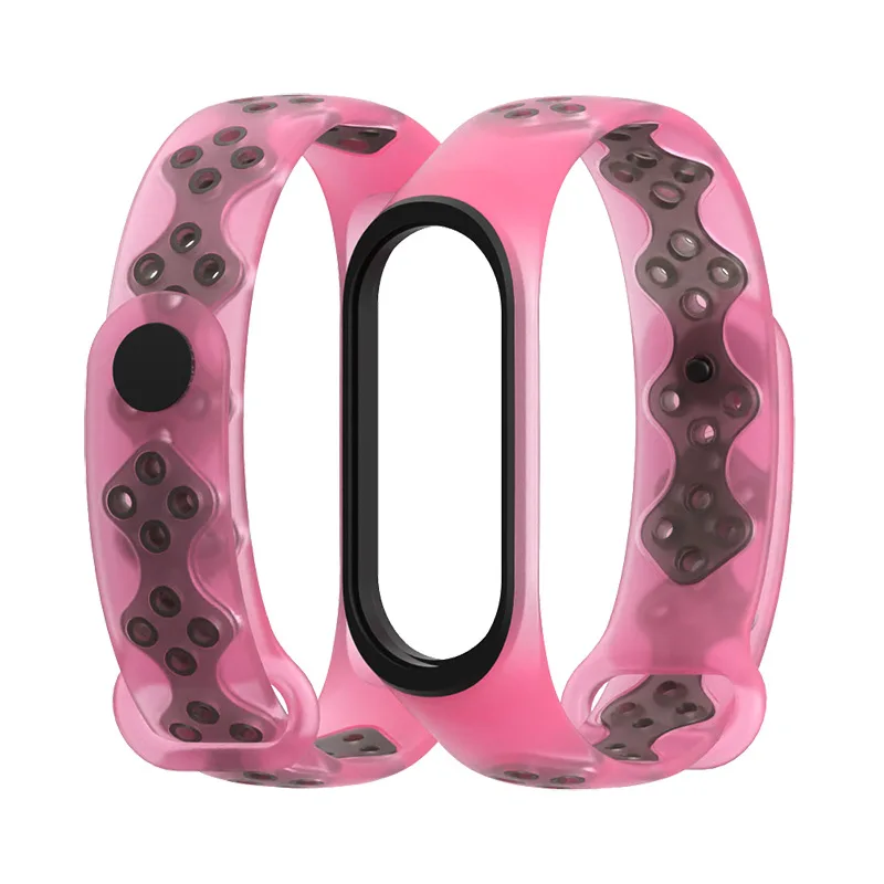

sports watch band for xiaomi Mi Band 5/4/3 Replacement bracelet watch accessories Hole two-color breathable strap