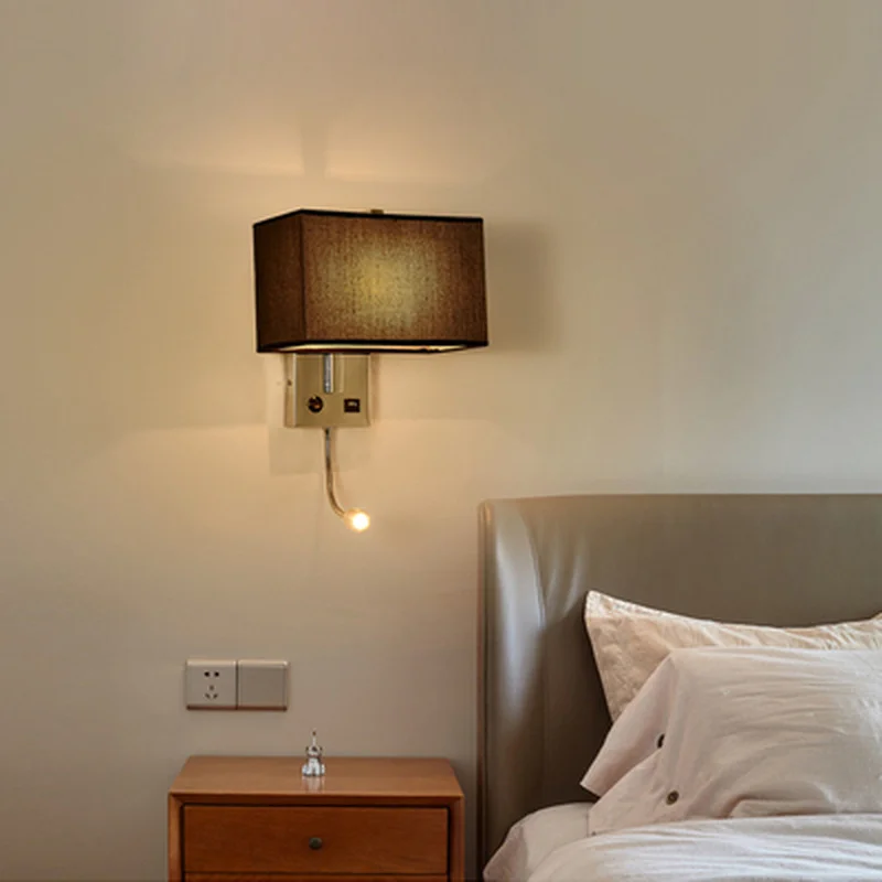Светодиодный настенный светильник с USB-выключателем бра для спальни комнатного