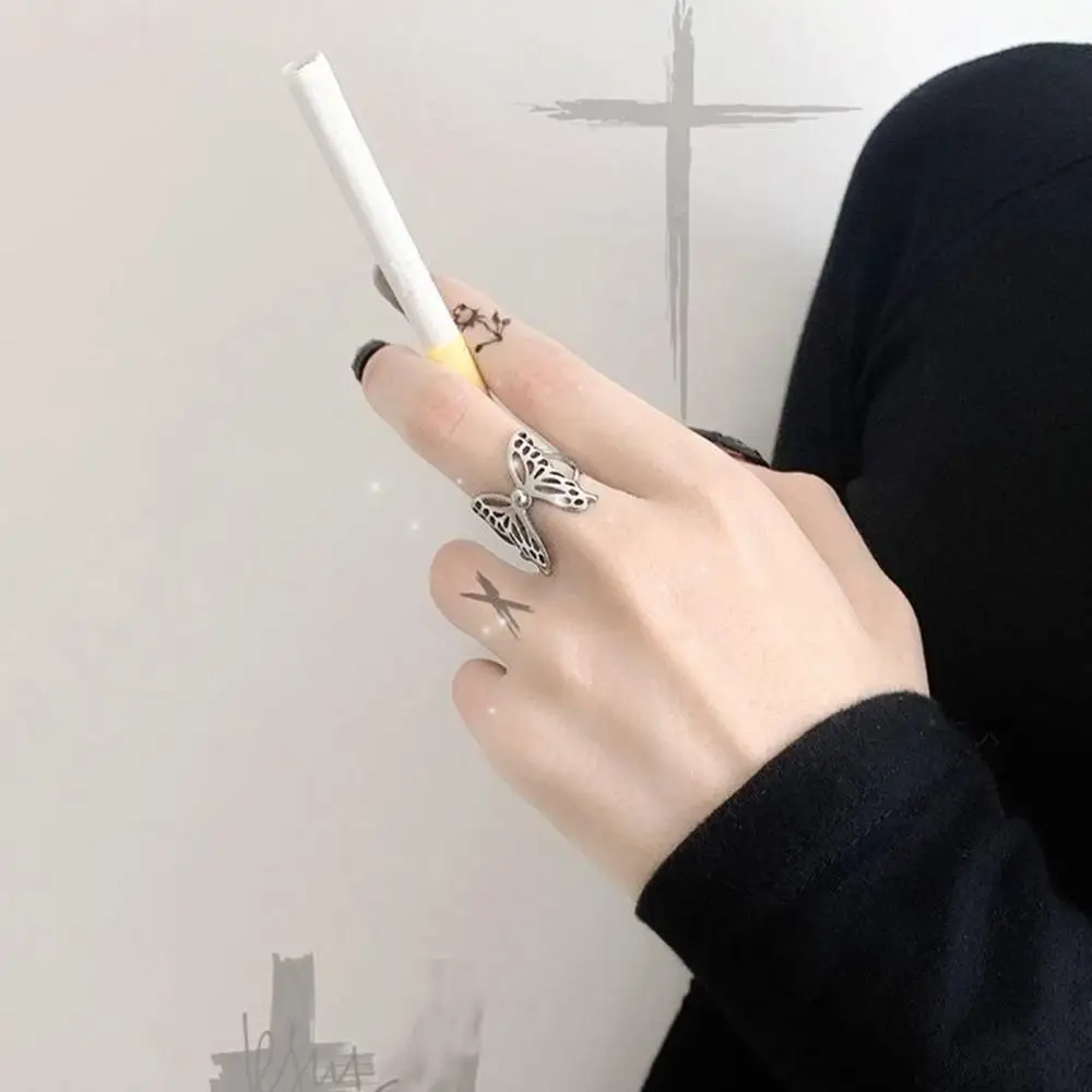 Насекомых открытые регулируемые бабочка кольца для женщин модные розово-золотые