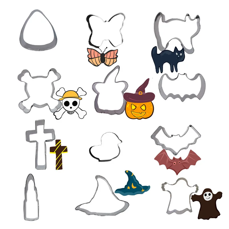 

1Pcs Halloween Cookie Cutter Tools DIY Biscuits Party Pumpkin Witch's Hat, Ghost, Candy, Bat Biscuit Fondant Molds