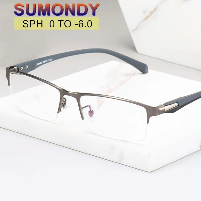 Очки SUMONDY с диоптриями от 0 до-6 для мужчин и женщин полуоправа из сплава
