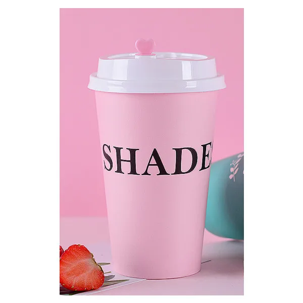 cup and lid 500 шт, розовые, синие вечерние одноразовые стаканчики для дня рождения, 500 мл, 16 унций, бумажные стаканчики для кофе, чая на вынос, упаковочные стаканчики с крышкой - Цвет: cup and lid