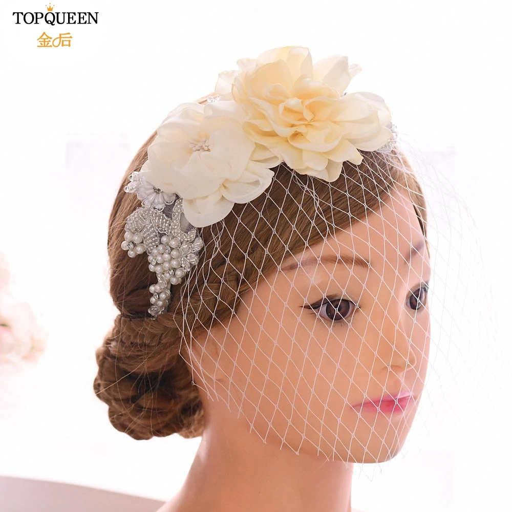 TOPQUEEN S172 WS Клетка вуаль Румяна Вуалетка для волос аксессуары Свадебные Кружева