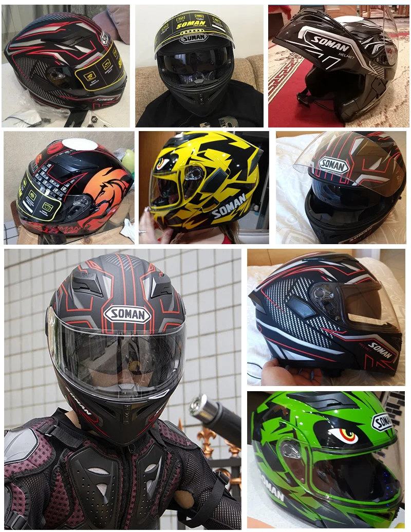 

SOMAN Casco moto Helmet Motorcycle Dual Lens Full Face Shield Motocross Accessories Moto Bike Capacetes DOT