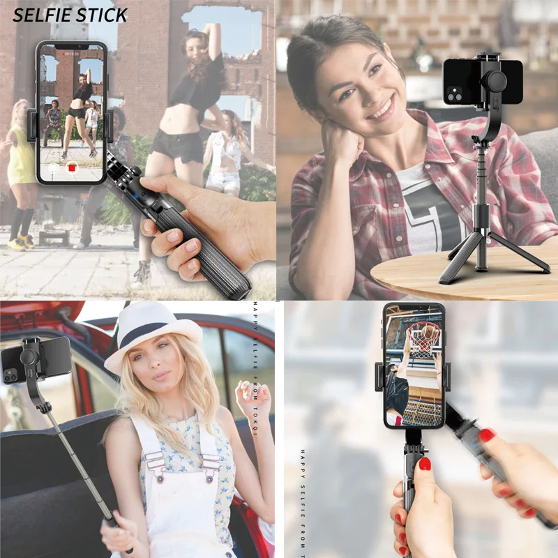 

Bluetooth Selfie Stick Gimbal Stabilizer Automatic Balance Stable Video Record Selfie Stick Tripod for Gopro Camera Smartphone