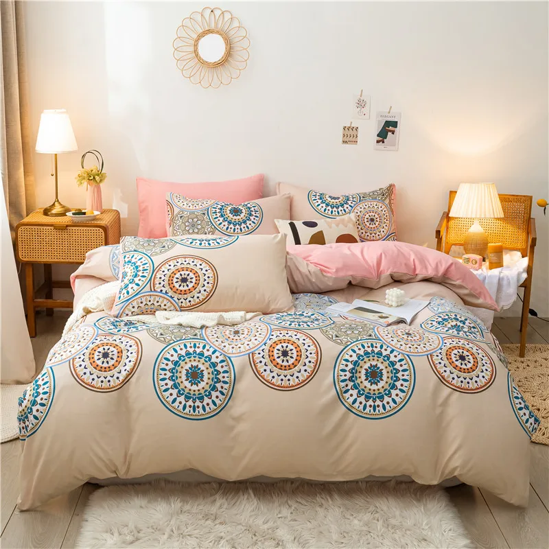 

Modern Geometry Printed Duvet Cover Sets King Size With Pillowcase Home Stripe Polyester Bedding Set Flat Bed Sheet Quilt Covers