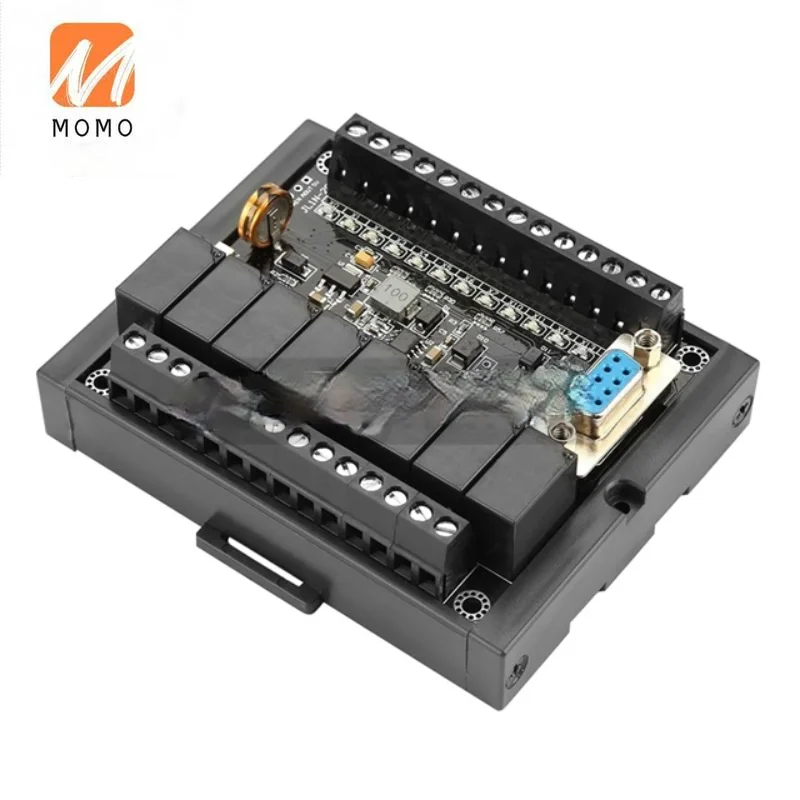 Programmable Logic Controller DC 24V PLC Industrial Control Board Relay Module FX1N-20MR with Rail Housing Base Shell