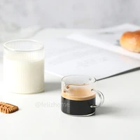 cute glass coffee cups korean mini mug milk cup with spout handle heat resistant jug kawaii expresso cup for honey jam sauce