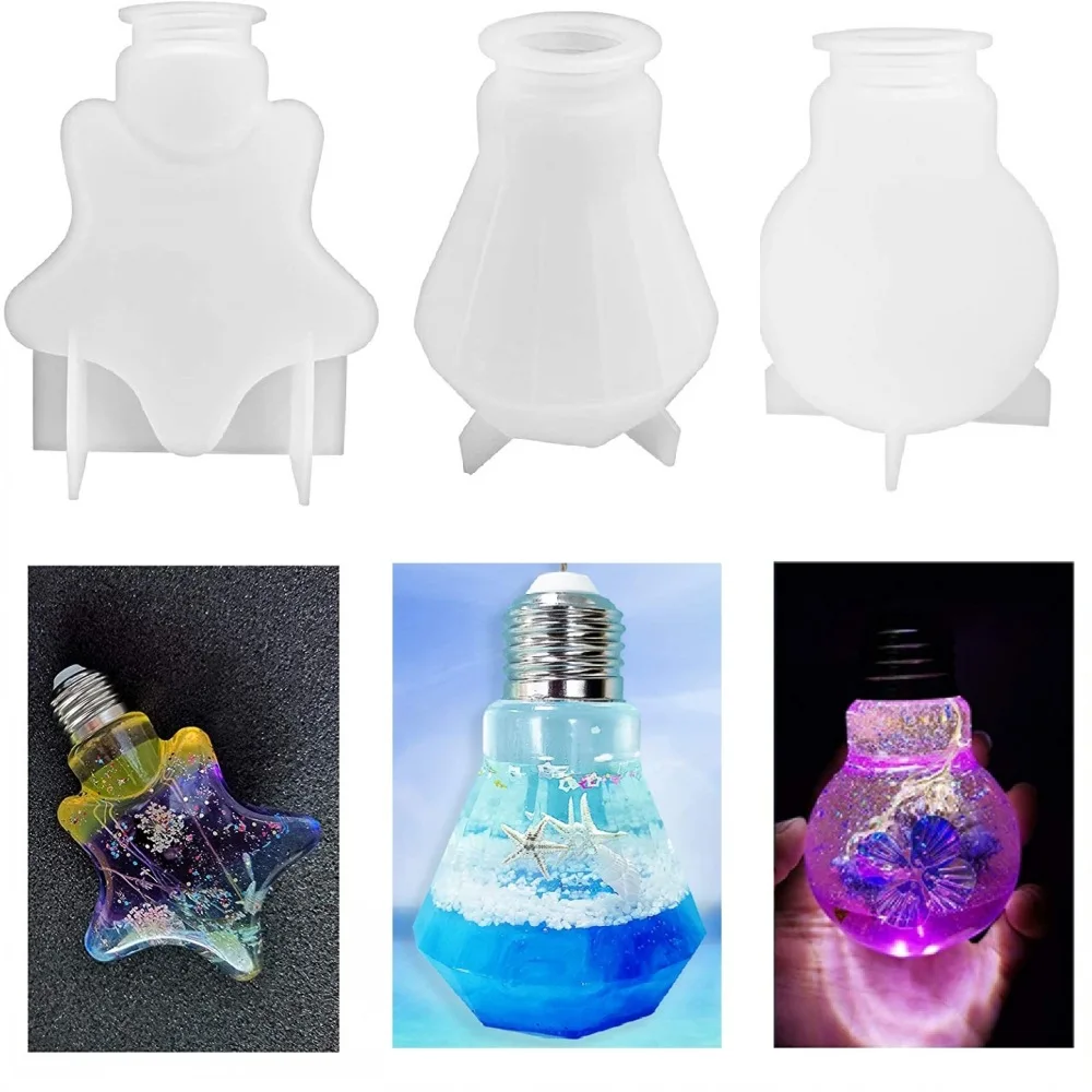 DIY Crystal Epoxy Resin Mold Light Bulb Epoxy Mold Mirror Light Bulb Decoration Silicone Mold For Resin