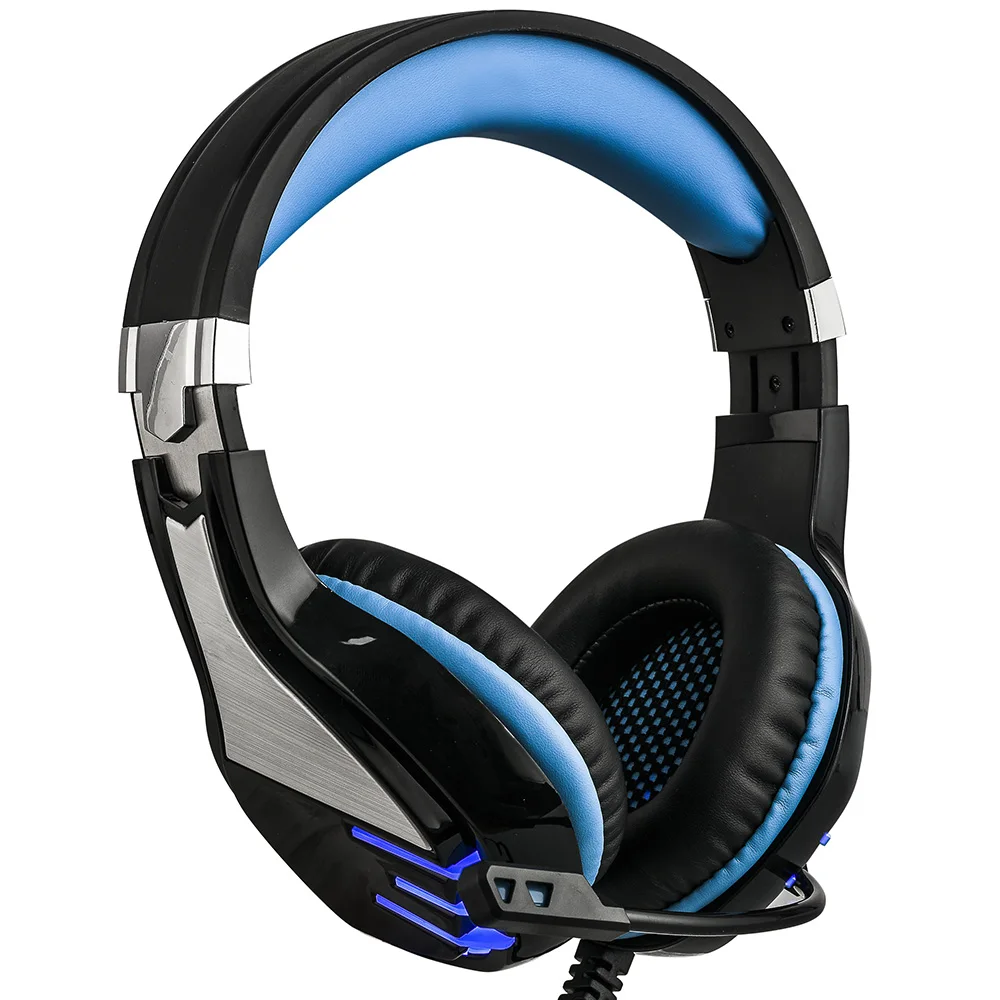 HS063 Игровые наушники на ухо проводные гарнитуры регулятор громкости светодиодный светильник совместим с PS4 компьютер планшет ПК мобильные телефоны