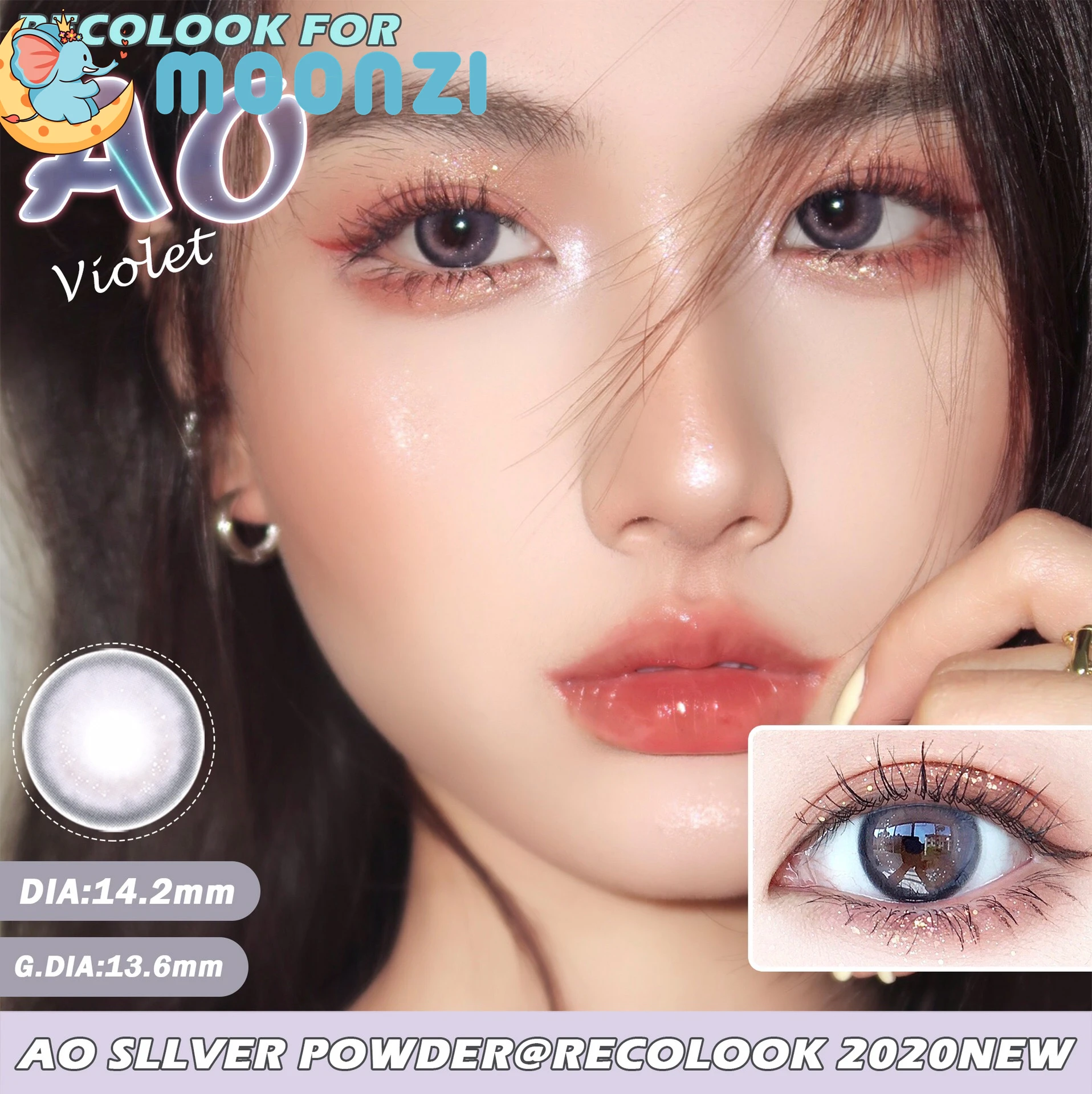 

MOONZI Violet Gold powder contact lens big Pupil Colored Contact Lenses for eyes yearly degrees 2pcs/pair Myopia prescription