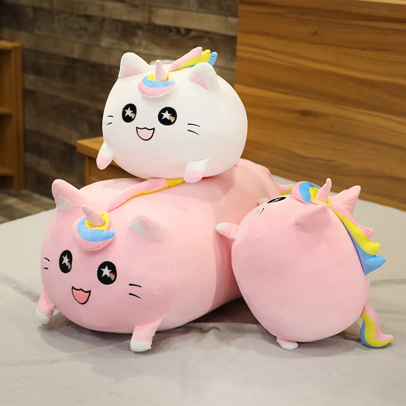 

Nice 1pcs 35/65CM New Lovely Plush Unicorn Cats Soft Animals Doll Warm Stuffed Cat Pillow Sofa Cushion For Kids Year Gifts Girls