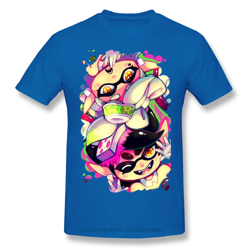 

2021 Leisure Fashion 100% cotton T-shirt Cool Print Funny Splatoon Squid Inklings Shooter Game Men Streetwear