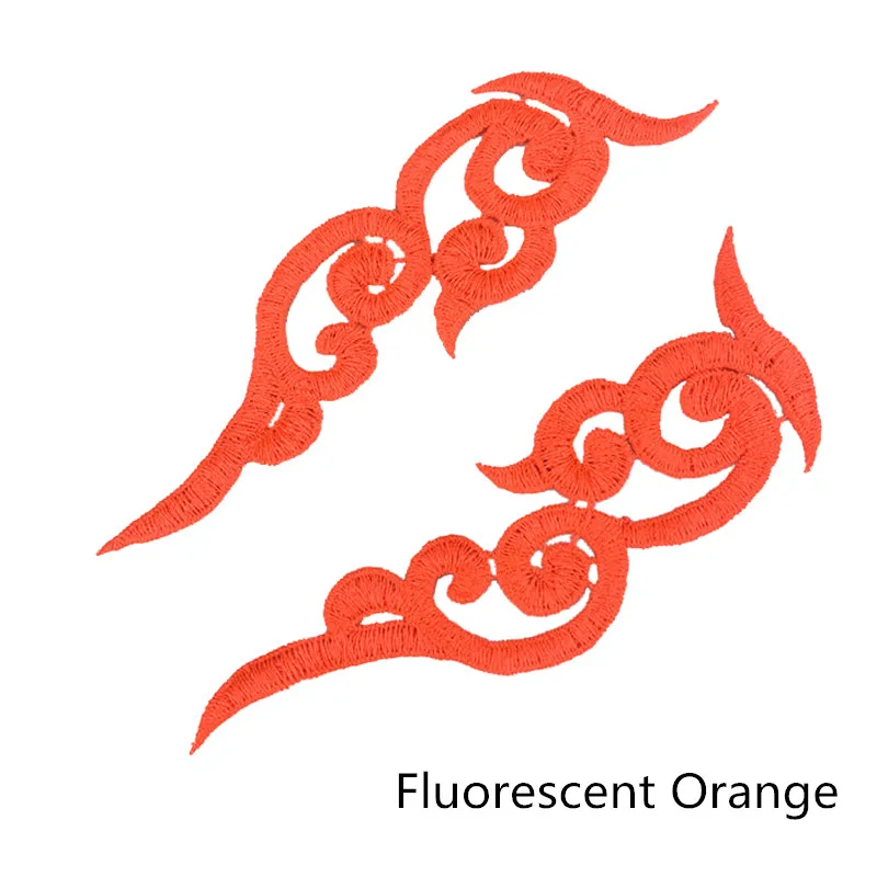 Fluorescent orange Zsbszc 20 зеркальные пары LP-1882 полиэстер Ткань Цветы нашивки красочные облака craf белый черный кружево Аппликация аксессуары DA003 - Цвет: Fluorescent orange