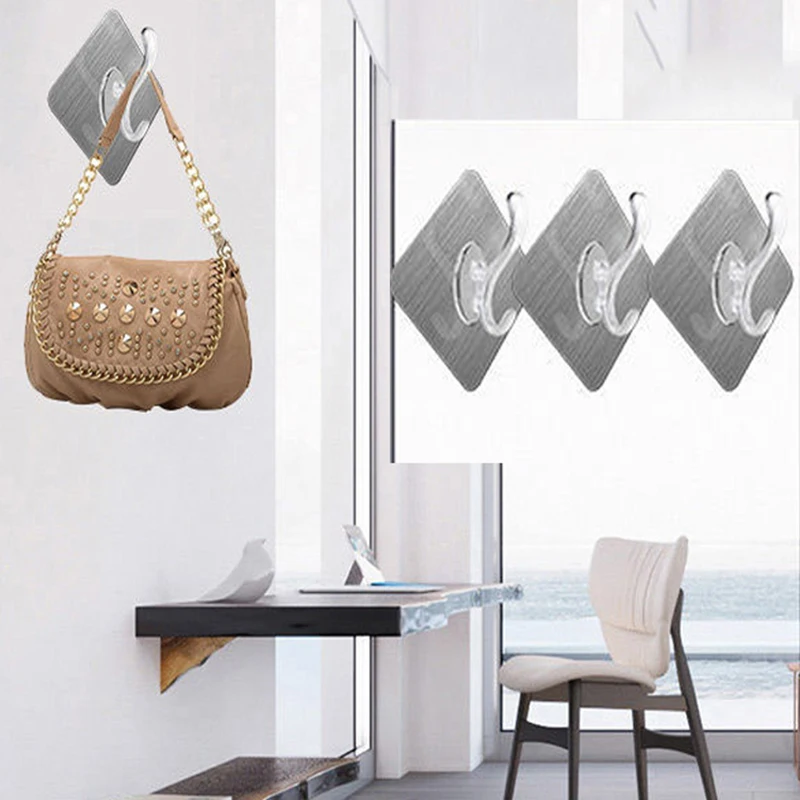 

1PC Self Adhesive Hook Home Kitchen Wall Door Hooks Key Hangers Rack Towel Hanger for Bathroon Kitchen Toilet