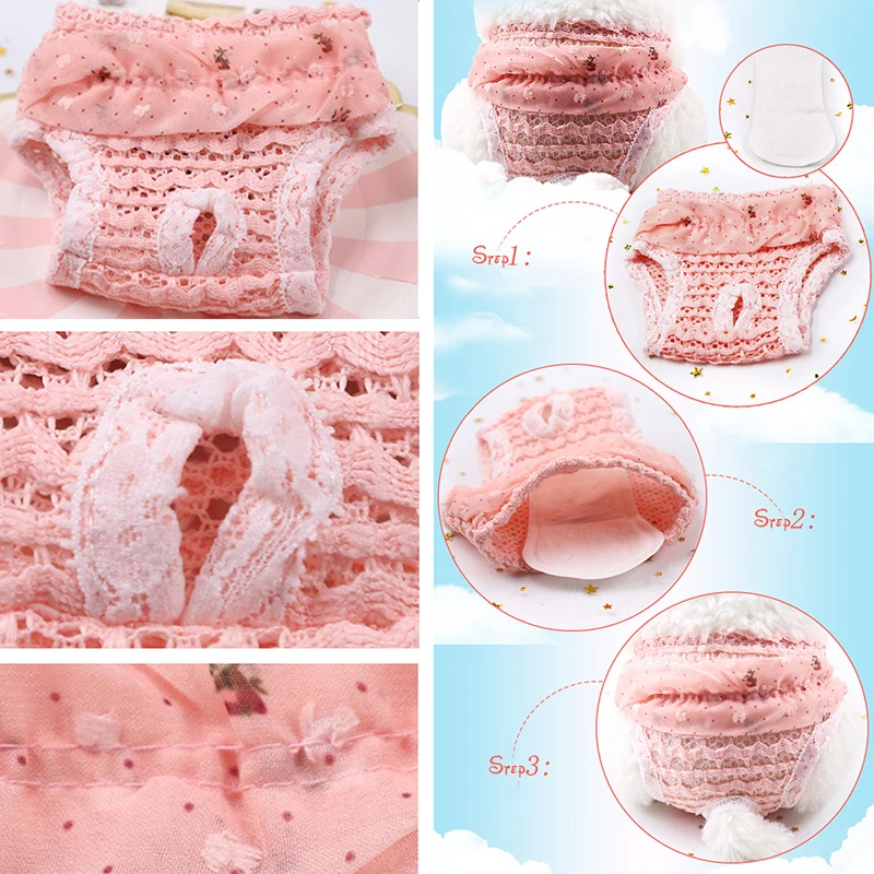 Размеры: S/M/L милое кружевное собака дисперсии брюки летние дышащие Собака