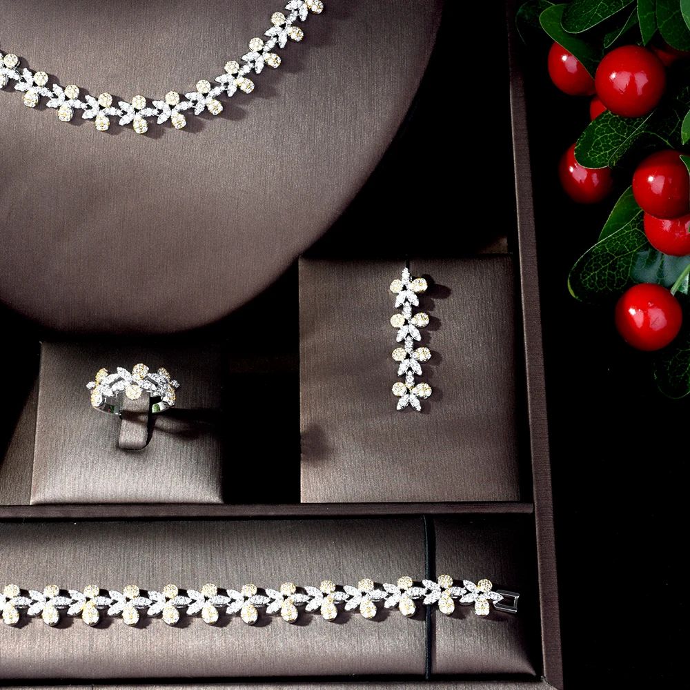 Лидер продаж Свадебные Ювелирные наборы HIBRIDE в африканском стиле 4 шт. новая мода