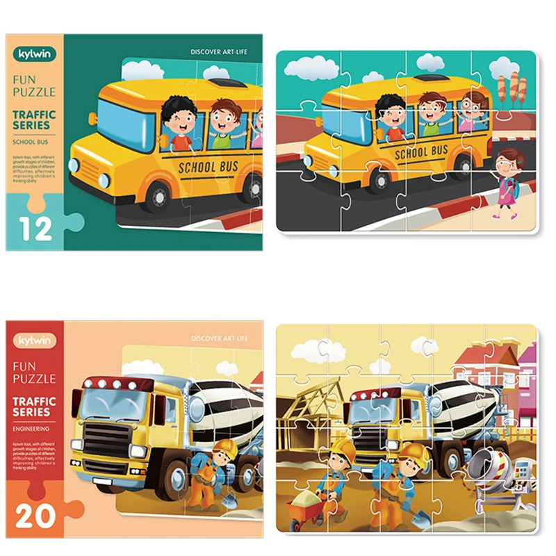 

12-30PCS Children Puzzles Montessori Games Big Size Baby City Cartoons Jigsaw Kids Development Educational Toys