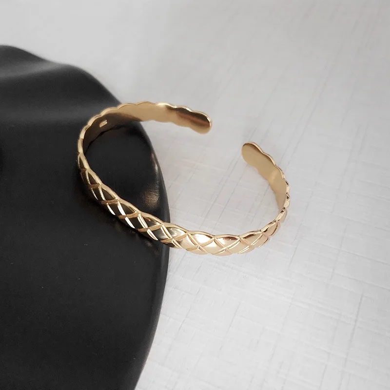 Leouerry простой волнистый с ромбовидной текстурой браслет из натуральной 925 пробы