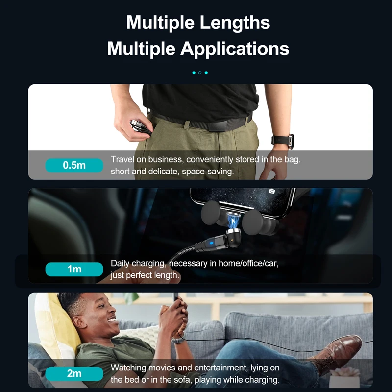 

3A Rotate Magnetic Cable Fast Charging Magnet Charger Micro USB Type C Cabo Cell Phone Wire USBC Cord For iPhone 12 X XR Xiaomi