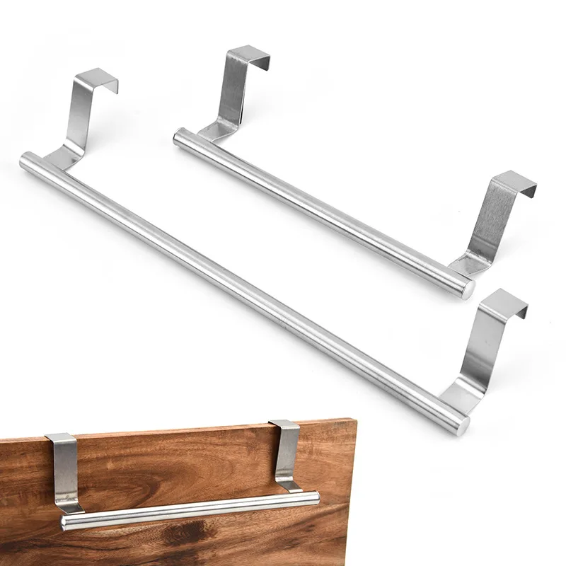 

Stainless Steel Towel Holder Bathroom Accessories Towel Rack Bar Kitchen Towel Holder Cabinet Door Hanging Organizer Shelf