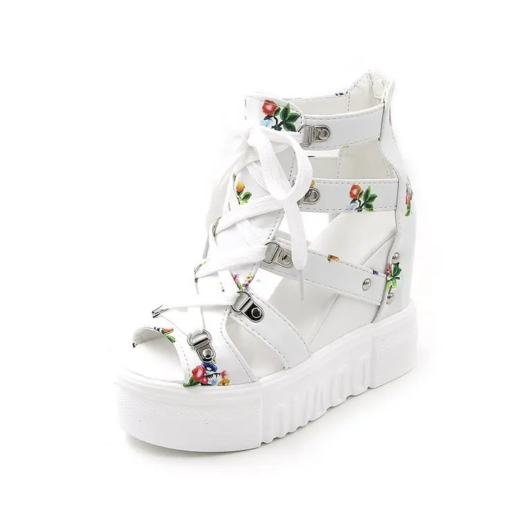 

Waterproof Platform Thick Bottom Muffin Hollow Out Comfortable 2019 Summer Printing Women's Shoes heel