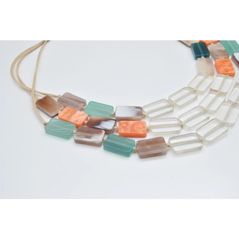 

New Fashion Multilayer Rope Chain Necklace Collar For Women Statement Geometric Square Acrylic Necklace Chokers Jewelry