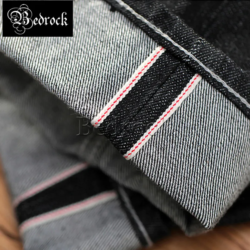 MBBCAR 14oz horse fur leather brand jeans men's slim black pencil pants vintage paris buckle Raw Denim one washed jeans 7306