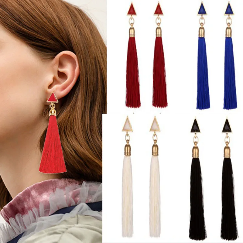 

New Fashion Charm Boho Long Geometric Tassel Drop Earrings For Women Girls Party Vintage Ethnic Multicolor Earring Jewelry Gifts