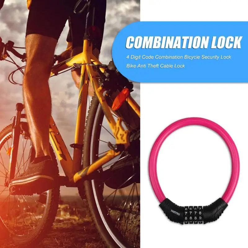 4-Digit Password Bicycle Code Lock Mountain Bike Portable Security Anti-theft Cable Steel Wire Accessories | Спорт и развлечения