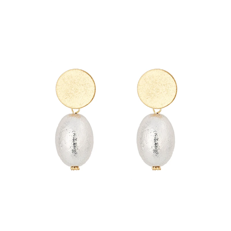 Yhpup Stylish Copper Round Geometric Dangle Earrings Retro Imitation Pearls Earring Brincos Ethnic Jewelry for Women Party 2019 | Украшения