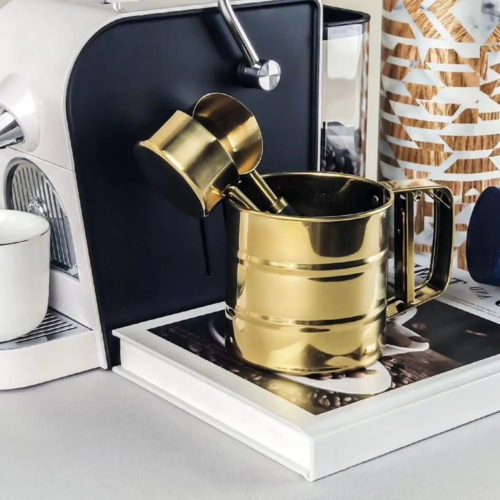 

Flour Sifter Cup Wear-resistant Anti-corrosion Baking Sifter Golden Stainless Steel Handheld Flour Sieve Cup Baking Supplies