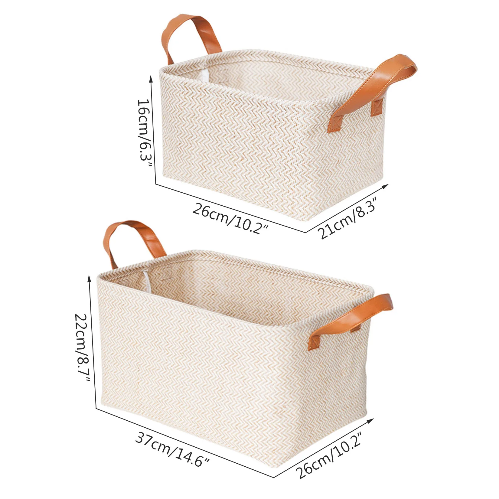 

2pcs Woven Storage Basket Eco-Friendly Home Storage Box Foldable Organizer Box Handles Laundry Baskets Toys Sundries Organizer