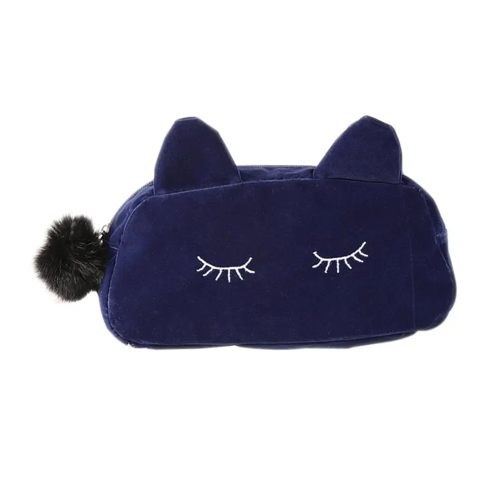 Royal blue Портативный чехол для хранения монет с мультяшным котом, фланелевый косметический чехол для путешествий,-WT - Цвет: Royal blue