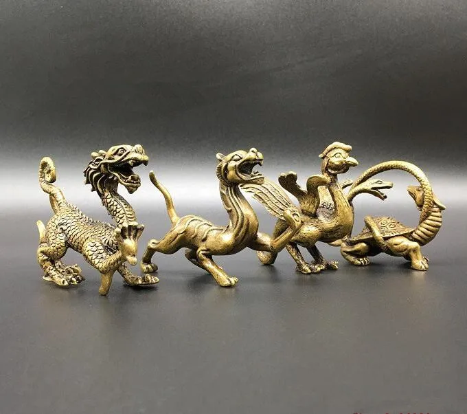 Китай латунь архаизмы четыре великое животное божество тсинг легких белый тигр