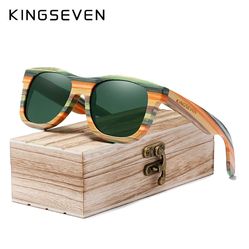 Солнцезащитные очки KINGSEVEN с бамбуковыми дужками UV400 для мужчин и женщин