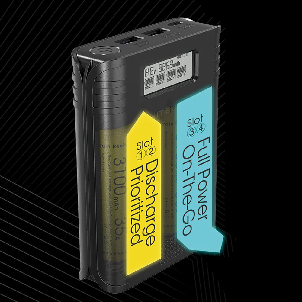 Оптовая продажа внешний аккумулятор NITECORE F4 Flex Bank 2 в 1 с USB-зарядным устройством +