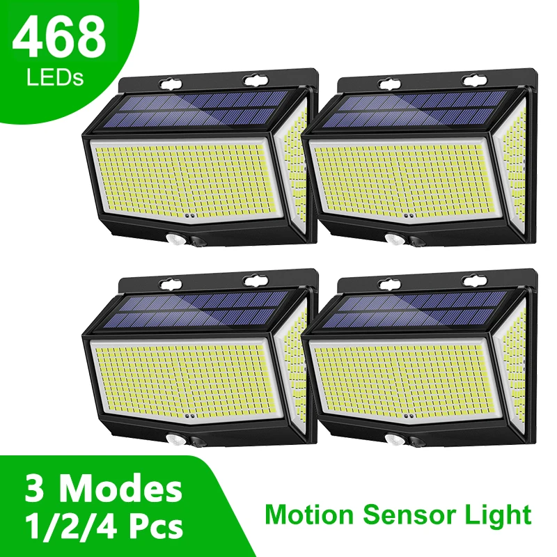 468 Solar LED Light Outdoor 3 Modes Lamp with Motion Sensor Waterproof Sunlight Steet for Garden | Освещение