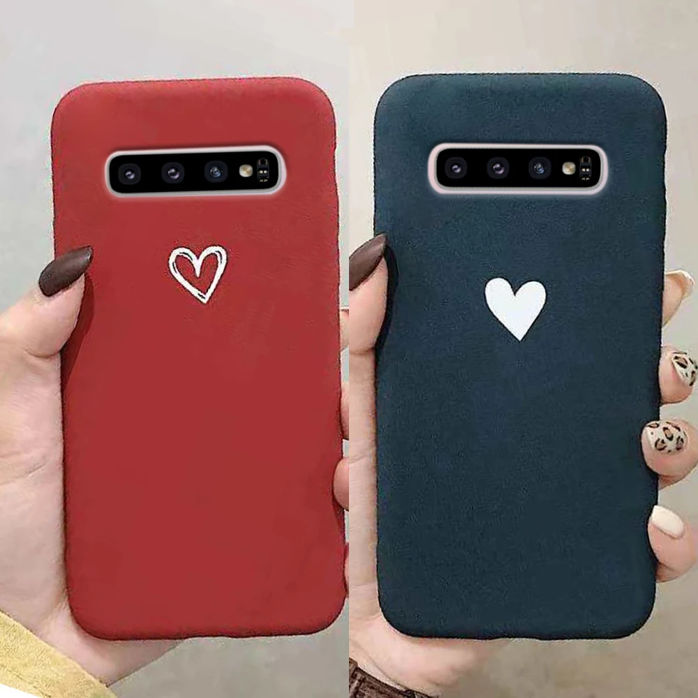 LAPOPNUT Cute Matter Love Heart Pattern Ultra Slim Couple Case for Samsung Galaxy S9 S10 S8 Plus S7 Edge Note8 Note9 TPU Cover |