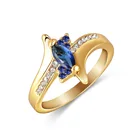 Модные женские кольца с синим фианитом конский глаз изящные золотые цвета неподвластной стайлинговой ленты для женщин Свадебная бижутерия подарок