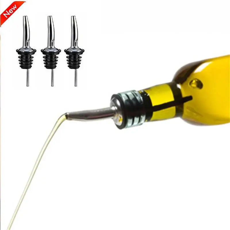 3Pcs High Quality Liquor Spirit Pourer Stainless Steel Free Flow Wine Bottle Pour Spout Stopper Bar Supplies