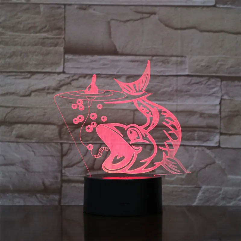 СВЕТОДИОДНЫЙ ночник в форме рыбы 7 цветов 3D RGB настроение животное USB сенсорный