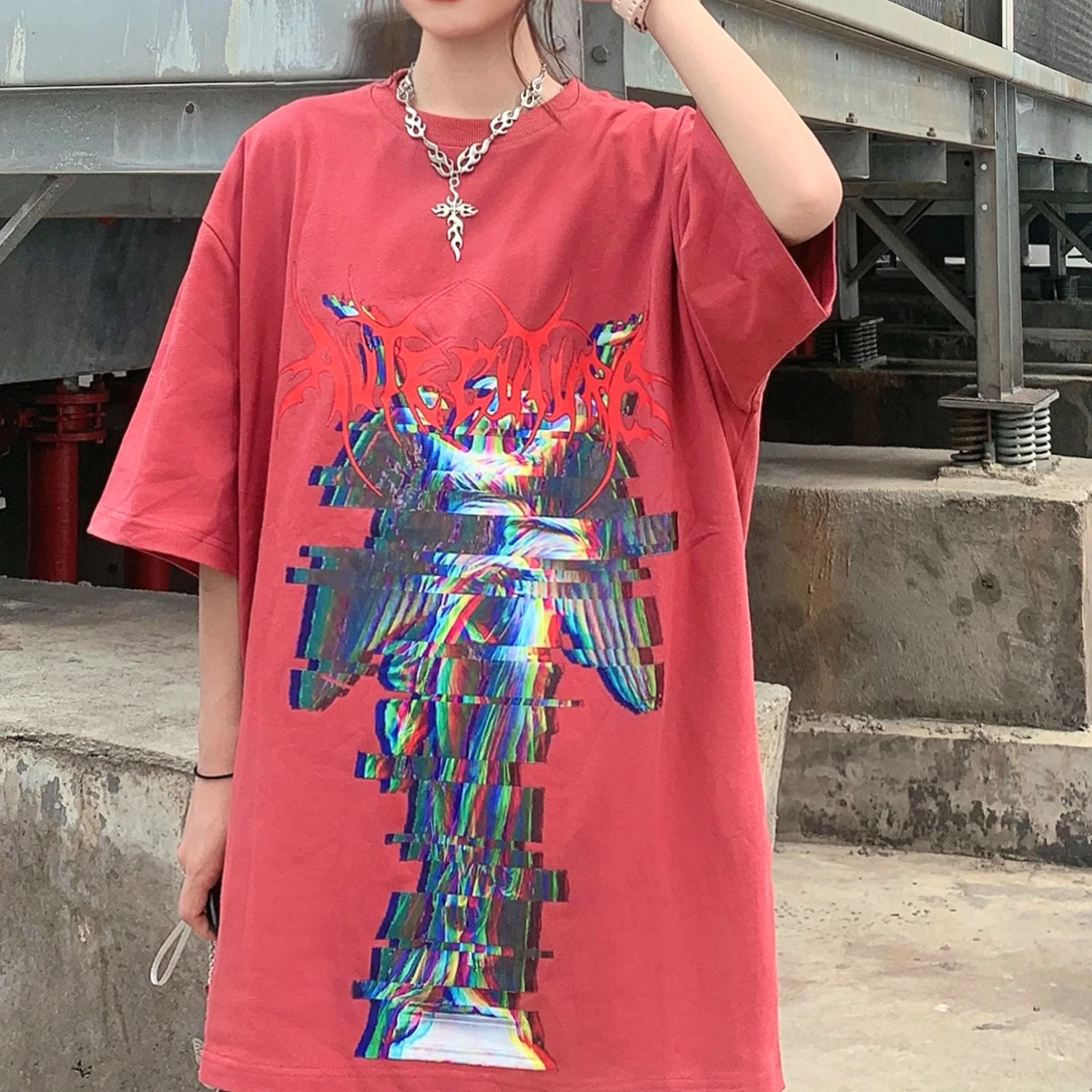 Футболка с коротким рукавом и принтом в стиле Харадзюку Модель 2020 года Свободная