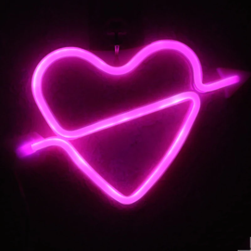 1 шт. светодиодная неоновая лампа на батарейках с любящим сердцем ночник для
